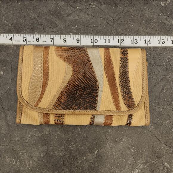 Carlos Falchi Snakeskin Clutch Purse Patchwork Purse Envelope Clutch Bag Vintage - Picture 1 of 10
